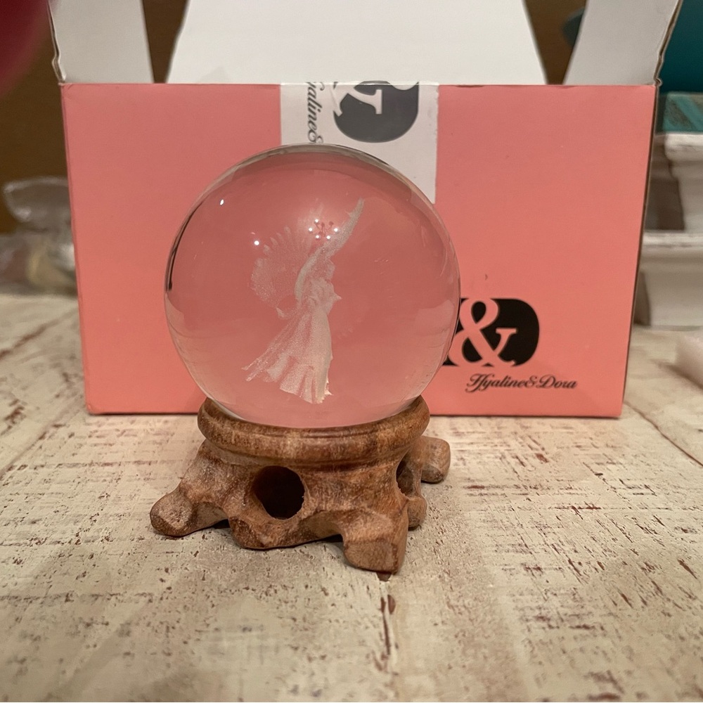 Clear Crystal Ball with Angel Figurine